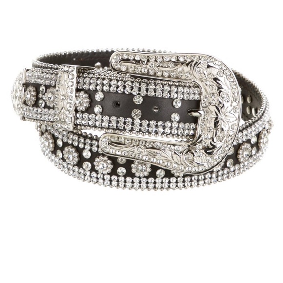 Veronica Beard Accessories - Veronica Beard Leather Crystal Embellishments Belt